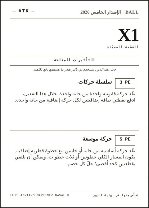 بطاقة BALL الرسمية X1، فريق ATK، الطبعة الخامسة 2026
