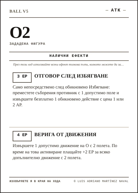 Официална карта O2 на BALL, отбор ATK, пето издание 2026