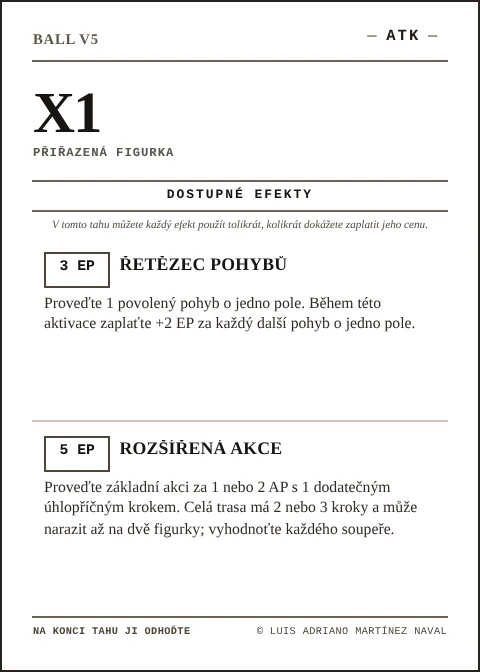 Oficiální karta BALL X1, tým ATK, pátá edice 2026