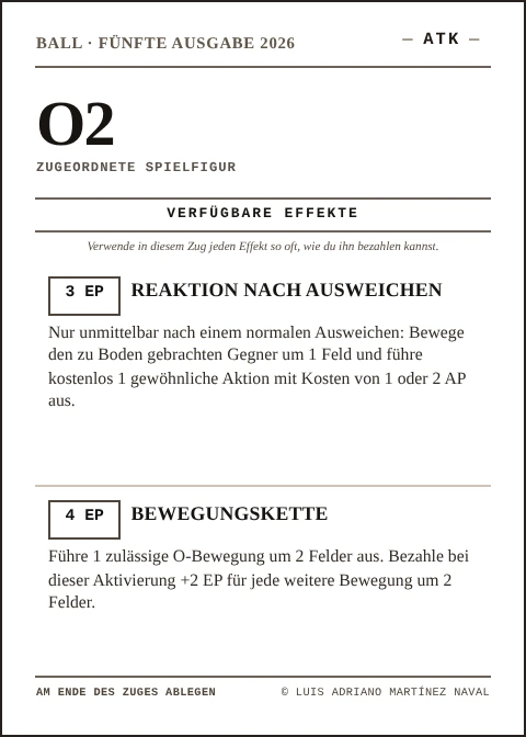 Offizielle BALL-Karte O2, ATK-Team, fünfte Ausgabe 2026