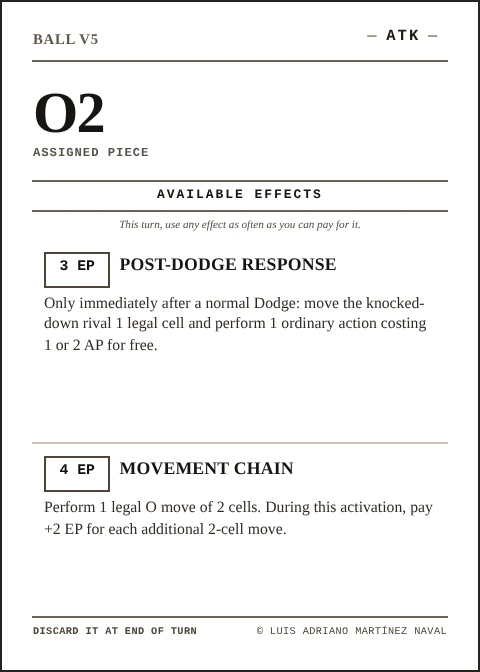 Official BALL O2 card, ATK team, fifth edition 2026