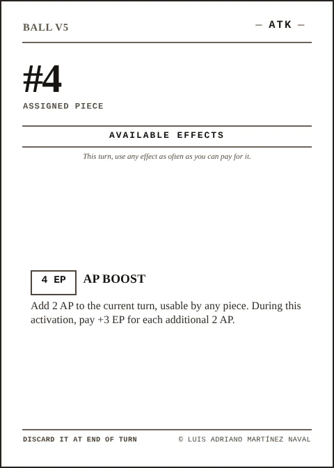 Official BALL square-piece 4 card, ATK team, fifth edition 2026