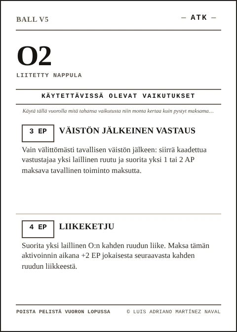 Virallinen BALL O2 -kortti, ATK-joukkue, viides painos 2026