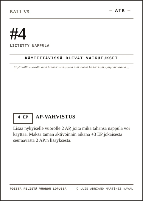 Virallinen BALLin neliönappula 4 -kortti, ATK-joukkue, viides painos 2026