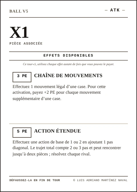 Carte officielle X1 de BALL, équipe ATK, cinquième édition 2026