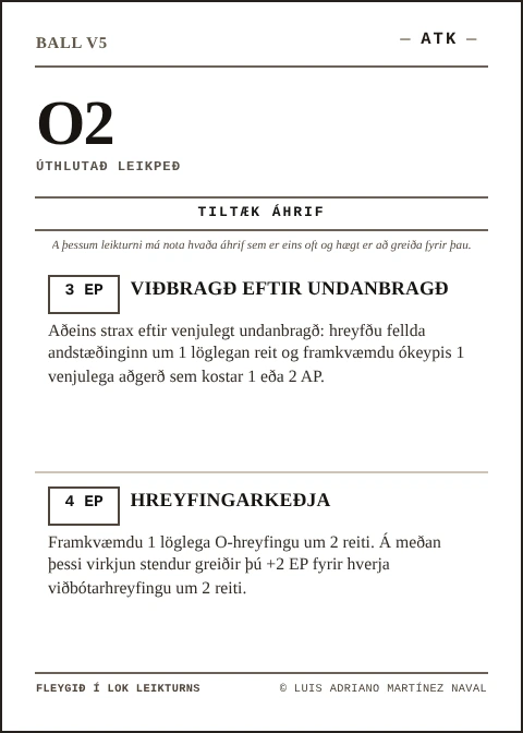 Opinbert BALL O2-spil, ATK-lið, fimmta útgáfa 2026