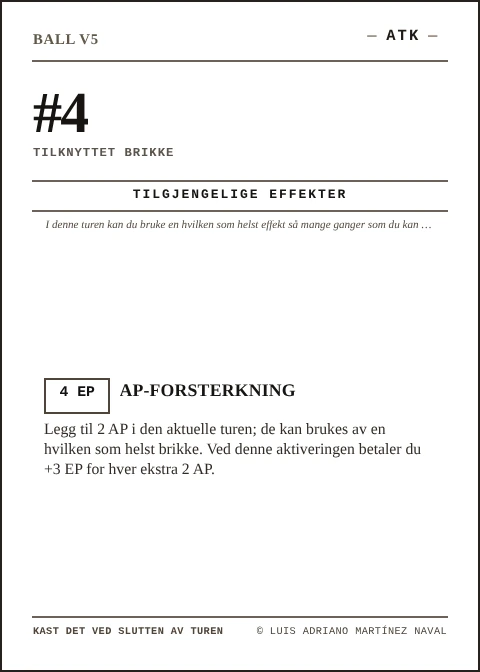 Offisielt BALL-kort til firkantbrik 4, ATK-laget, femte utgave 2026