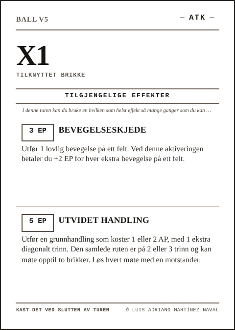 Offisielt BALL X1-kort, ATK-laget, femte utgave 2026