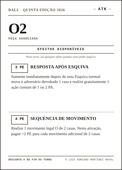 Carta oficial O2 de BALL, equipe ATK, Quinta edição 2026