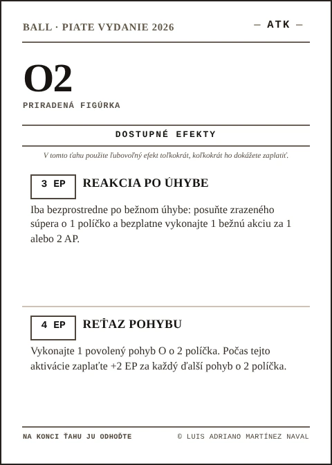 Oficiálna karta BALL O2, tím ATK, piate vydanie 2026