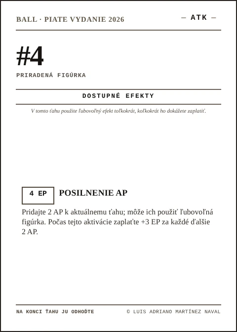 Oficiálna karta BALL štvorcovej figúrky 4, tím ATK, piate vydanie 2026
