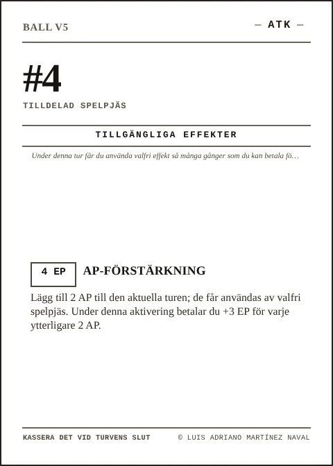 Officiellt BALL-kort för fyrkantspjäs 4, ATK-laget, femte utgåvan 2026
